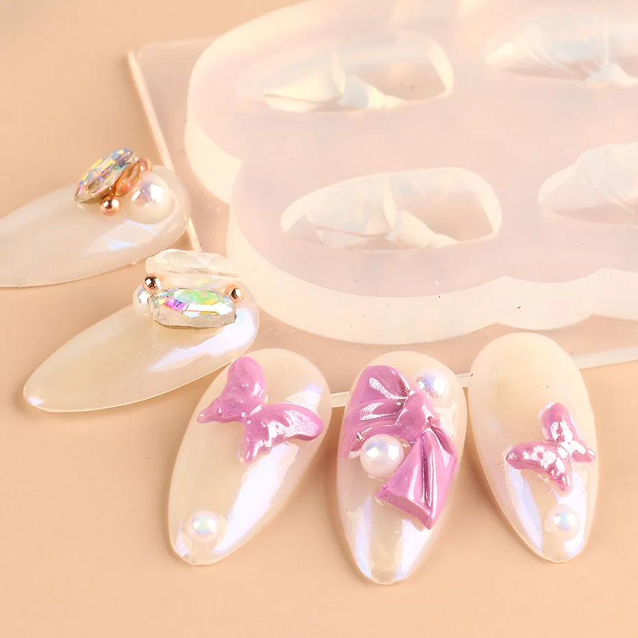 Butterfly Nail Art Carving Mold Bow-knot Nail Stamping Plate 3D Silicone GEl Polish Mould Manicure DIY Nail Tools 3