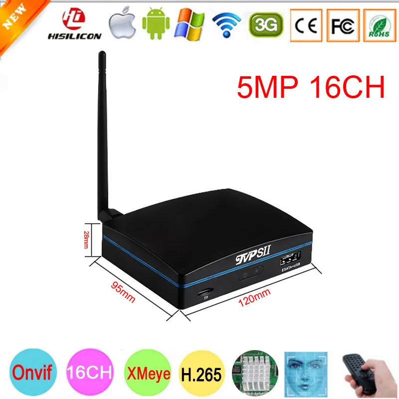 XMeye-disco duro móvil de plástico Hi3536D H.265, tarjeta SD, 5mp, 16 canales, 16 canales, Onvif, detección facial, Mini WIFI, CCTV, DVR, NVR, color negro