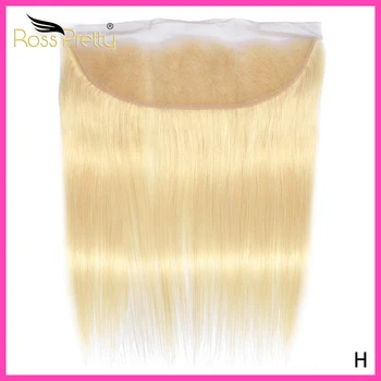 

613 Blonde Brazilian Straight Lace Frontal 13*4 With Baby Hair Middle/Free/Three Part Remy Human Hair Rosspretty Brand