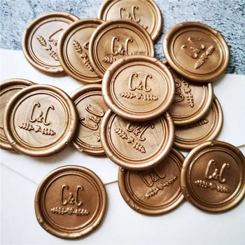 

Custom double initials Customize Self Adhesive Wax Seal Stickers, wedding wax stamp, envelope seal, invitation stickers