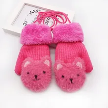 Детские перчатки для мальчиков и девочек, зимние теплые вязаные перчатки с рисунком пива из мультфильма, теплые вязаные перчатки, перчатки, варежки, спортивные перчатки