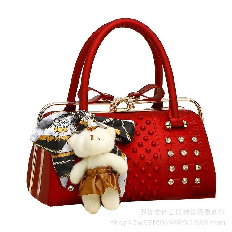 

Sweet Lady Shoulder Bag Handbag Jelly Color Frame Open Diamonds Luxury Women Boston Bag Designer Famous Brand Bolsa Feminina Pvc