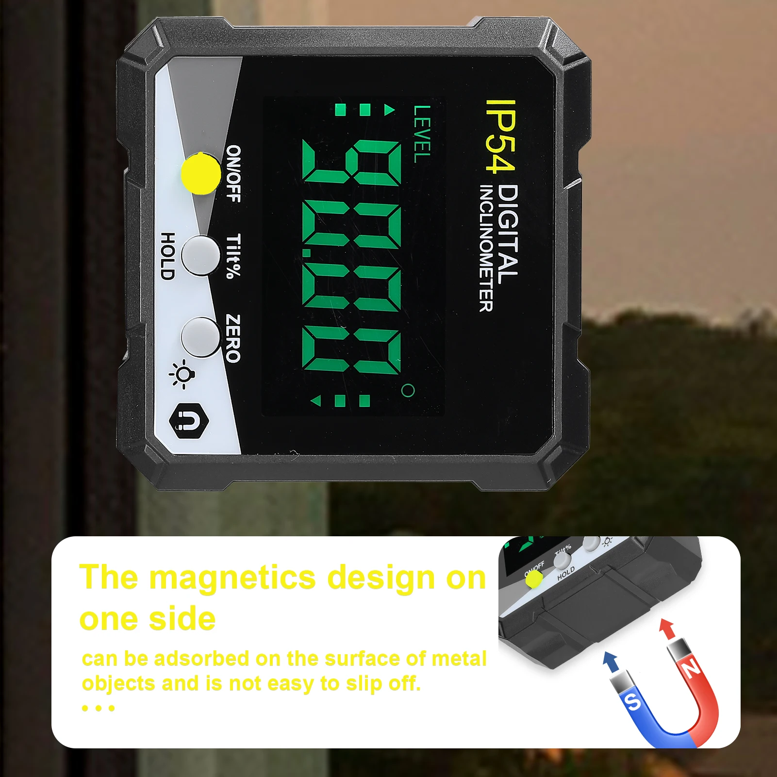 IP54 4*90&deg; Precision Digital Inclinometer LCD Backlight Digital Protractor Slope Meter Angle Ruler Single-side Magnetics