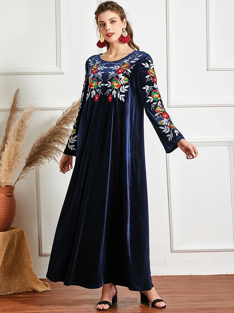 Vestido Longo Plus Size Velvet Abaya Dubai Turkey Islam Moroc Arabic Muslim Hijab Dress For Women Robe Longue Femme Musulmane Vestido Longo Plus Size Velvet Abaya Dubai Turkey Islam Moroc Arabic Muslim Hijab Dress For Women Robe Longue Femme Musulmane