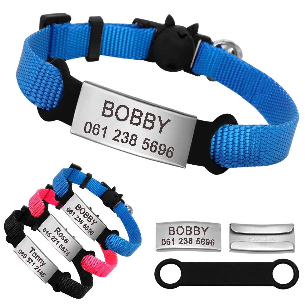 Engraved Quick Release Cat Collar with ID Tag Personalized Cat ID