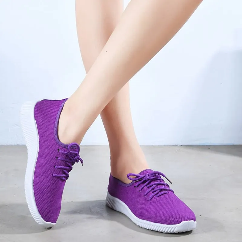 

Walking mesh lace up flat shoes sneakers women Weaving Sneakers Casual Student Breathable Mesh Female Lace-up Shoes Women