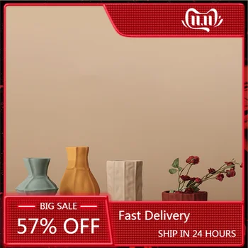 

Nordic Geometric Ceramic Flower Vase Balcony Green Plant Vase Desktop Crafts Table Top Centerpieces for Home Decoration Ornament