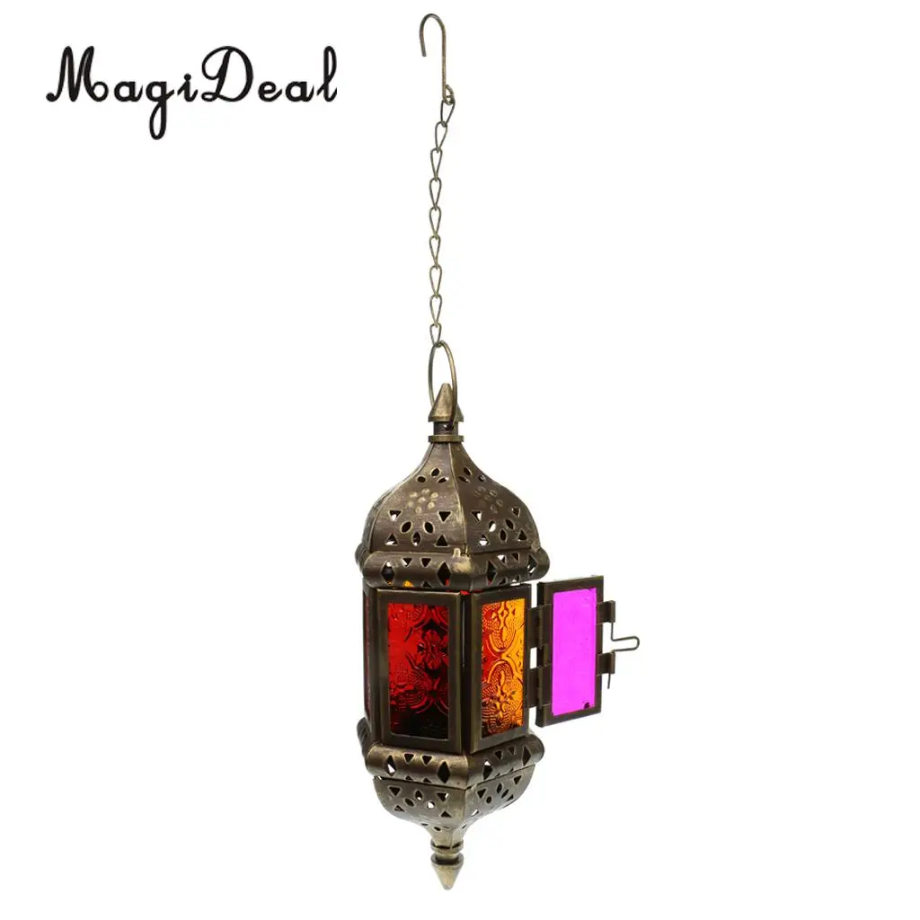 Moroccan Metal Hollow Hanging Candle Holder Decorative Candle Lantern Lamp With 66cm Chains, for Wedding Home Decor