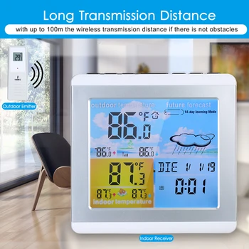 

Digital Thermometer Indoor & Outdoor Temperature Monitor Color Weather Station Multifunctional Weather Monitor Digital Clock