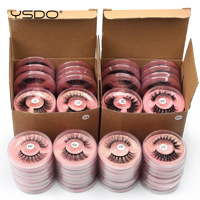 Natural Mink False Eyelashes Bulk Wholesale Fluffy Wispy Lashes