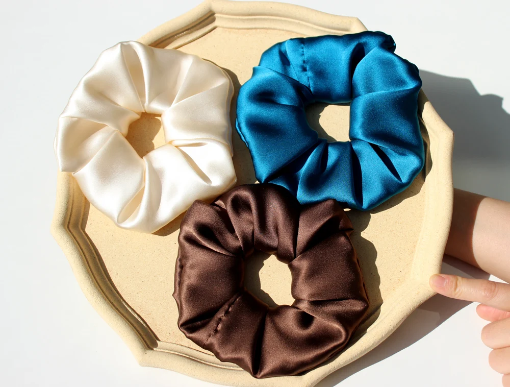 big hair clips 100% Pure Mulberry Silk Hair Ties Band Scrunchies for Women Girls Big Scrunchy Ponytail Holder Elastic Bobbles 16 Momme 6CM gold hair clips