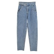 Джинсы с высокой талией, весна-осень, женские свободные Джинсы бойфренда для мам, женская уличная одежда, прямые джинсовые штаны, синие, черные