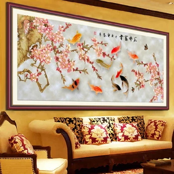 

Diamond Embroidery Mosaic Painting Cross Stitch Full Round Drill 9 Carps Rich Blossoming DIY 5D/3D Sale Decoration Gift