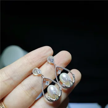 

Natural Freshwater Pearl Earrings Engagement Genuine Pearl Earrings Jewelry S925 Sterling Silver Dangle Earrings Gifts