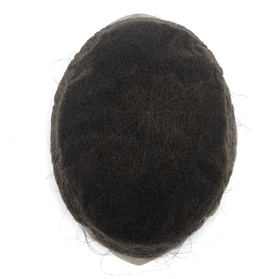 Full Swiss Lace 8x10 Hair System Replacement 100% Human Remy Hair Toupee For Men Wig Units Bleached Knots