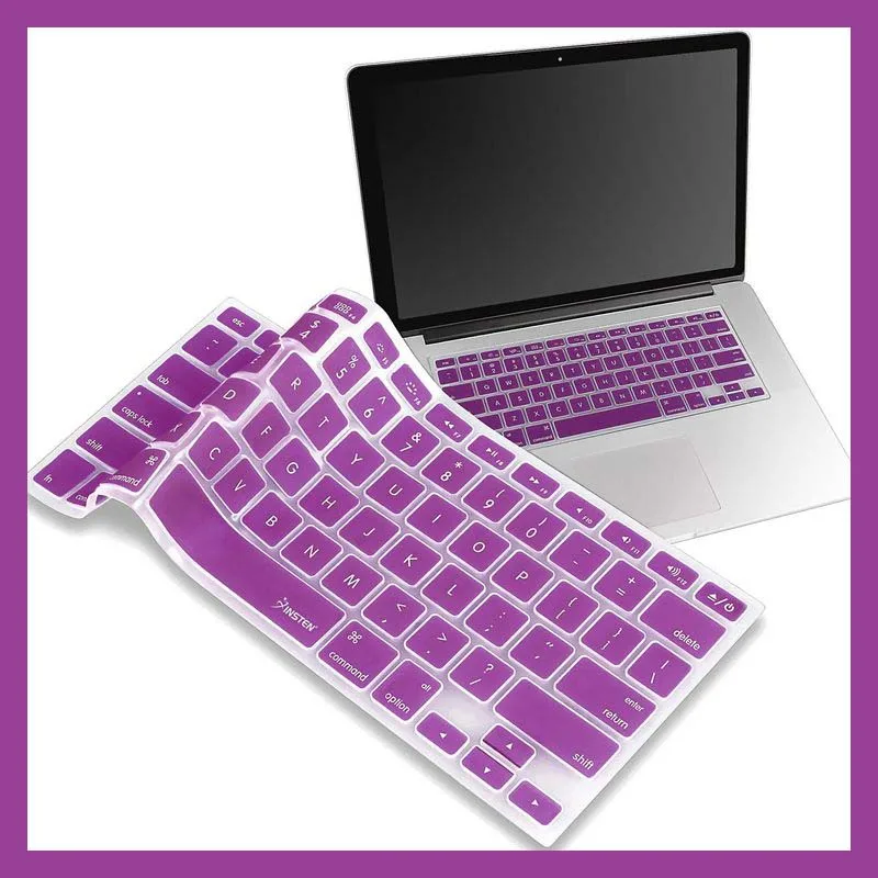 KK& LL Apple Macbook Белый/Air 13/Pro 13 15(CD-ROM)/RETINA дисплей 13 15 ноутбук-Силиконовый водонепроницаемый корпус клавиатуры США - Цвет: Purple