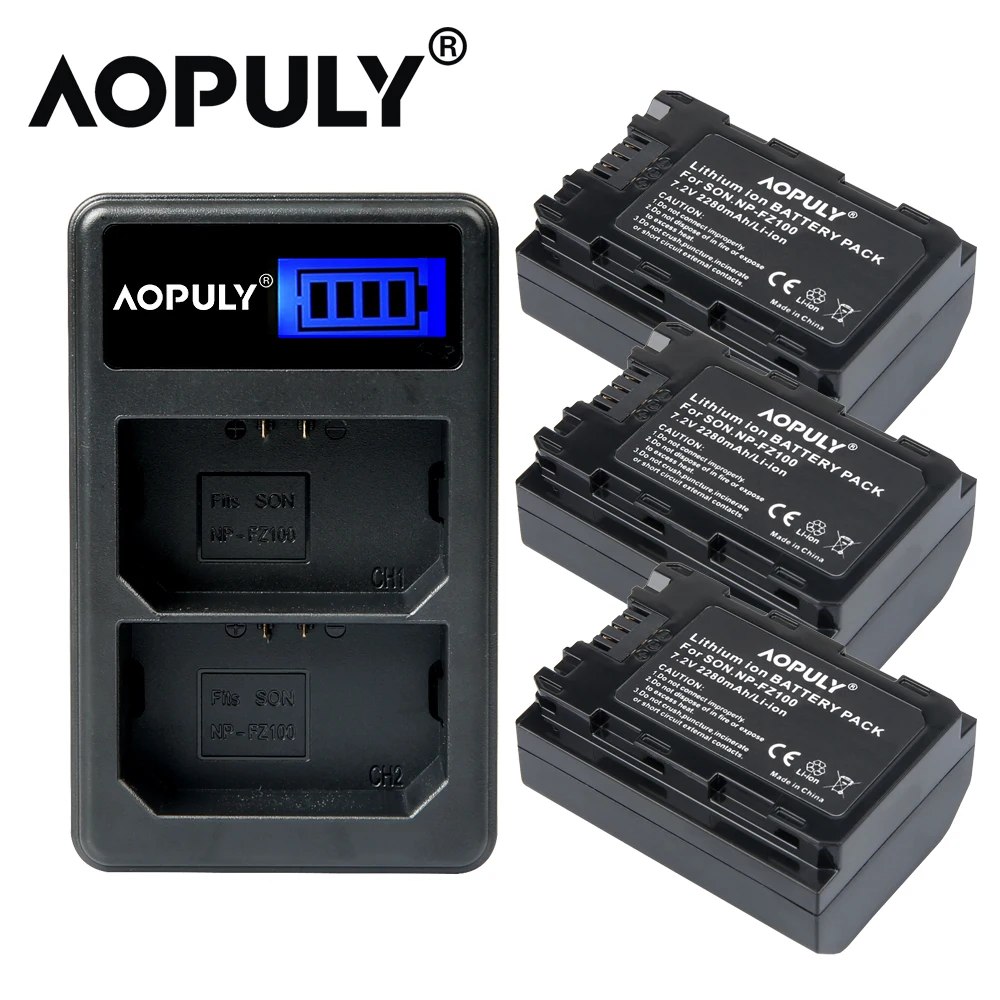 AOPULY NP-FZ100 NP FZ100 NPFZ100 камера Батарея ЖК-дисплей двойной Зарядное устройство для sony Alpha 9 A9 9R A9R 9S A9S A7RIII A7R3 BC-QZ1