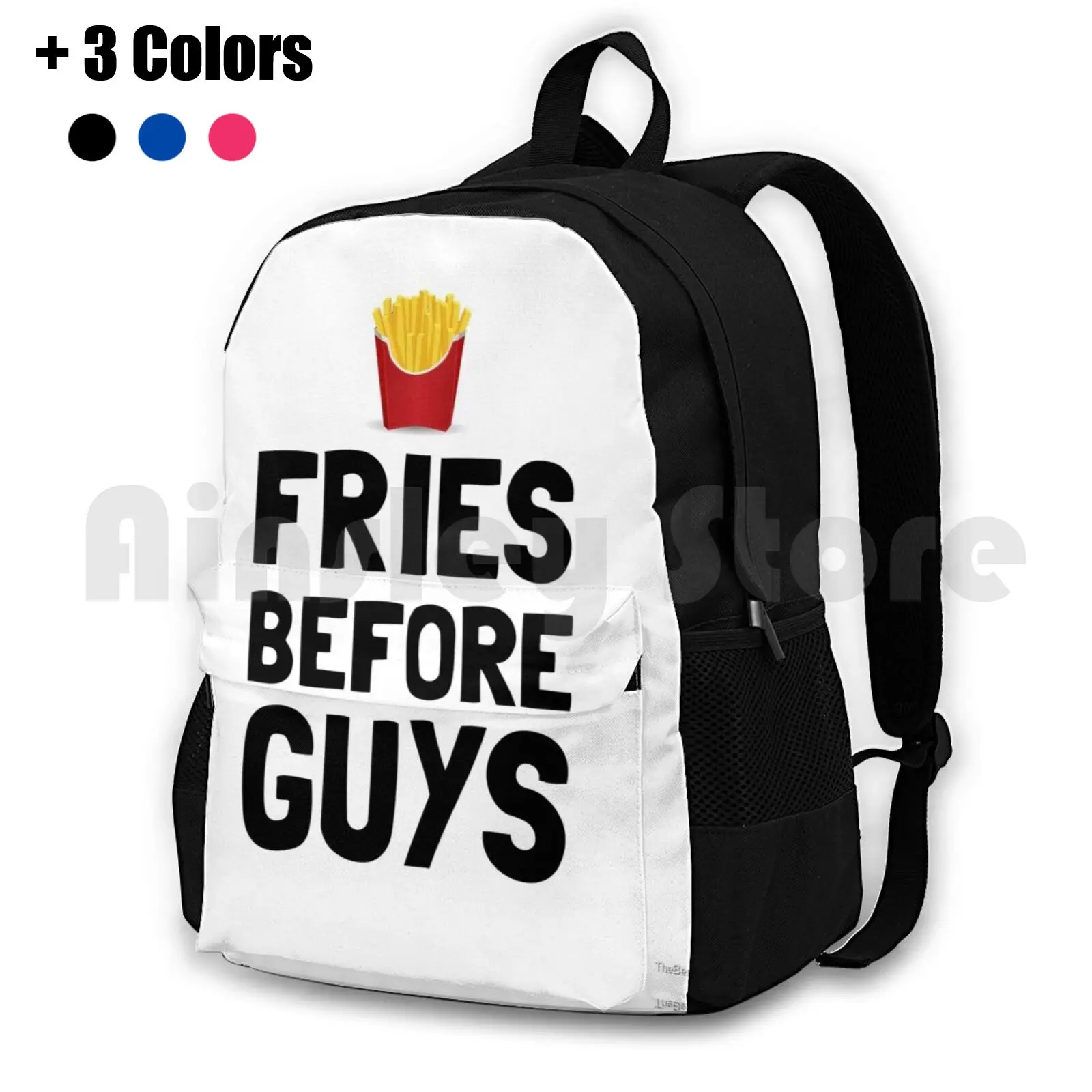 

Надпись "Fries Before Guys" наружный походный рюкзак для верховой езды альпинизма спортивная сумка женская смешная Юмористическая французская фри фаст-фуд
