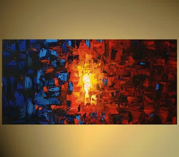 

Wall Canvas in Painting Canvas Oil Handmade Abstract Blue Red Art Decor Paintings Fantasy Artwork for Living Room Bedroom