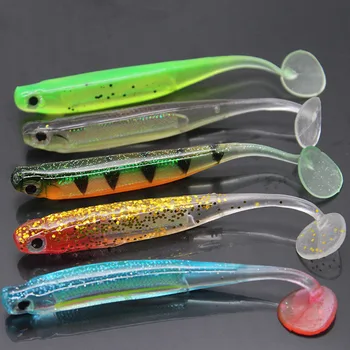 

5Pcs/lot fishing soft bait 70mm 90mm 2g 5g T tail fish fishing lures Rainbow color Sequin swing winter Ice fishing spinner bait
