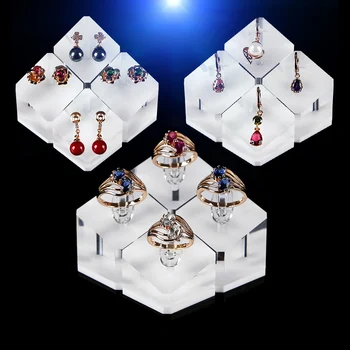 

Rhombic White Acrylic Pendant Organizer Earring Holder Pendant Display Stand Earring Holders Jewelry Showing Rack 4pcs/set