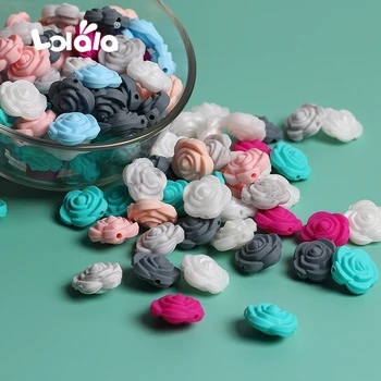 

10Pcs 20mm Silicone Beads Mini Rose BPA Free Baby Chewing Silicone Beads Food Grade For Necklace Teether Christmas Day Gift