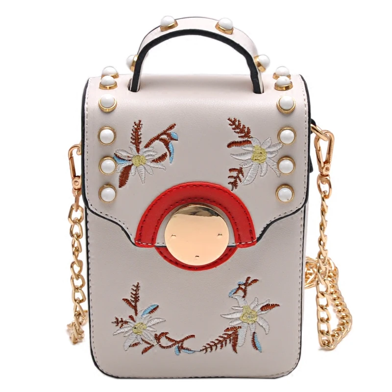 

Embroidery Small Bag Female 2020 Female Soft Leather Mobile Phone Chain Mini Messenger Bag Luxury Handbags Women Bags Designer