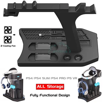 

PS 4 SLIM PRO VR Cooling Fan Stand PS4 Move Motion Controller Charger PSVR Display Showcase Charging Base for Playstation 4 Game