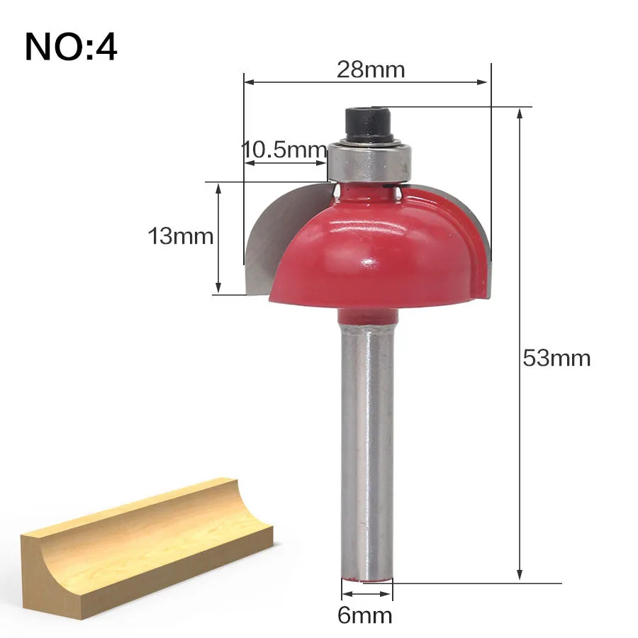6 мм хвостовик фреза инструмент для обработки дерева фреза прямой концевой фрезы триммер очистка заподлицо угловая круглая бухта коробка биты инструменты - Длина режущей кромки: NO4