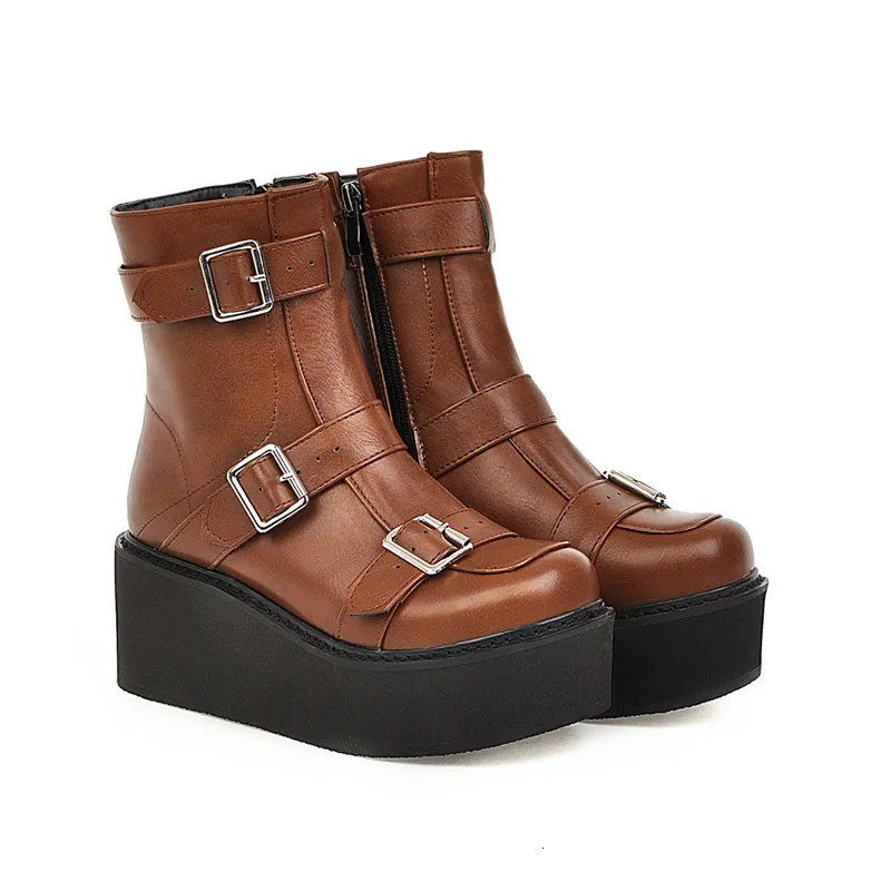 Осенние ботинки на платформе в готическом стиле; цвет коричневый ...