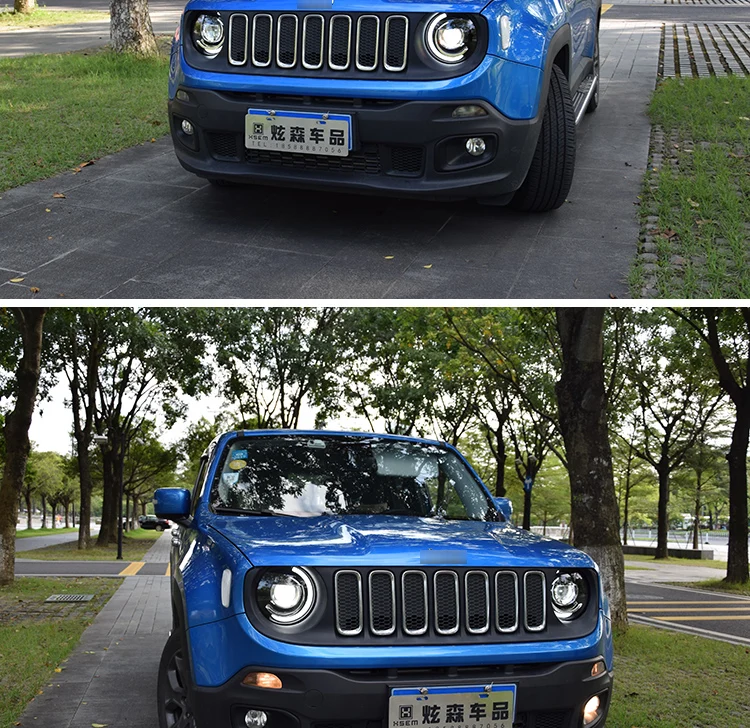 Автомобильный Стайлинг фар для Jeep Renegade- светодиодные фары DRL ходовые огни биксеноновый луч ангельские глазки Авто фара