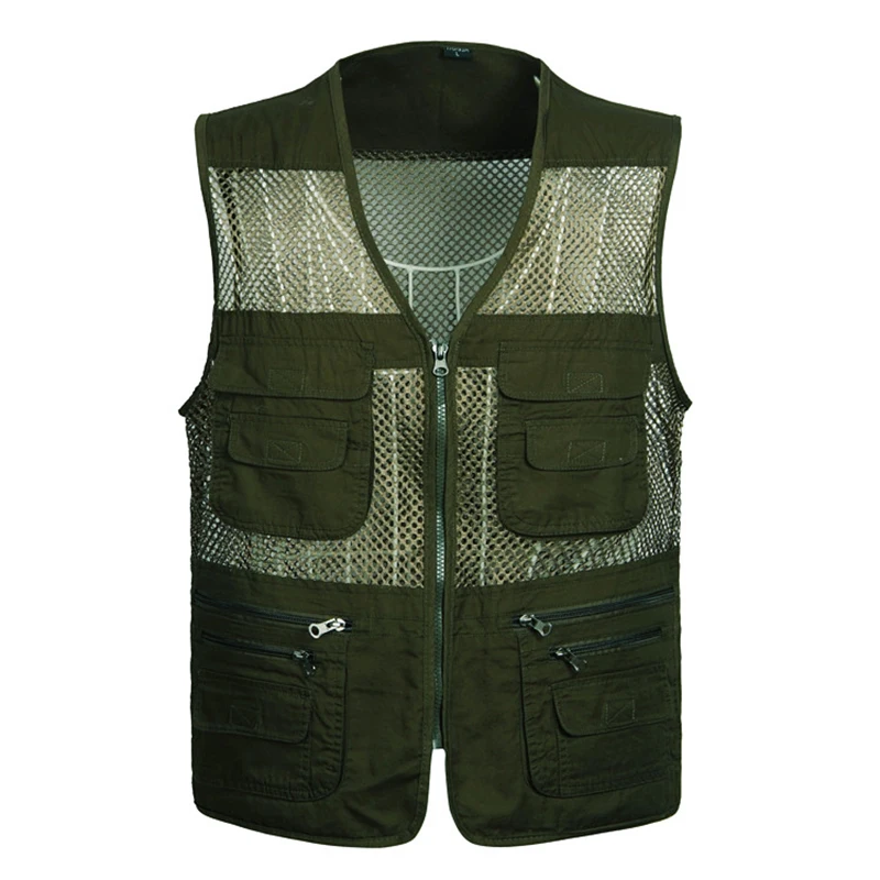 06 Light Army Green Мужской классический жилет с несколькими карманами без рукавов, разгрузочный однотонный жилет для работы, жилет для фотографа, тактическая мужская куртка - Цвет: 06 Light Army Green