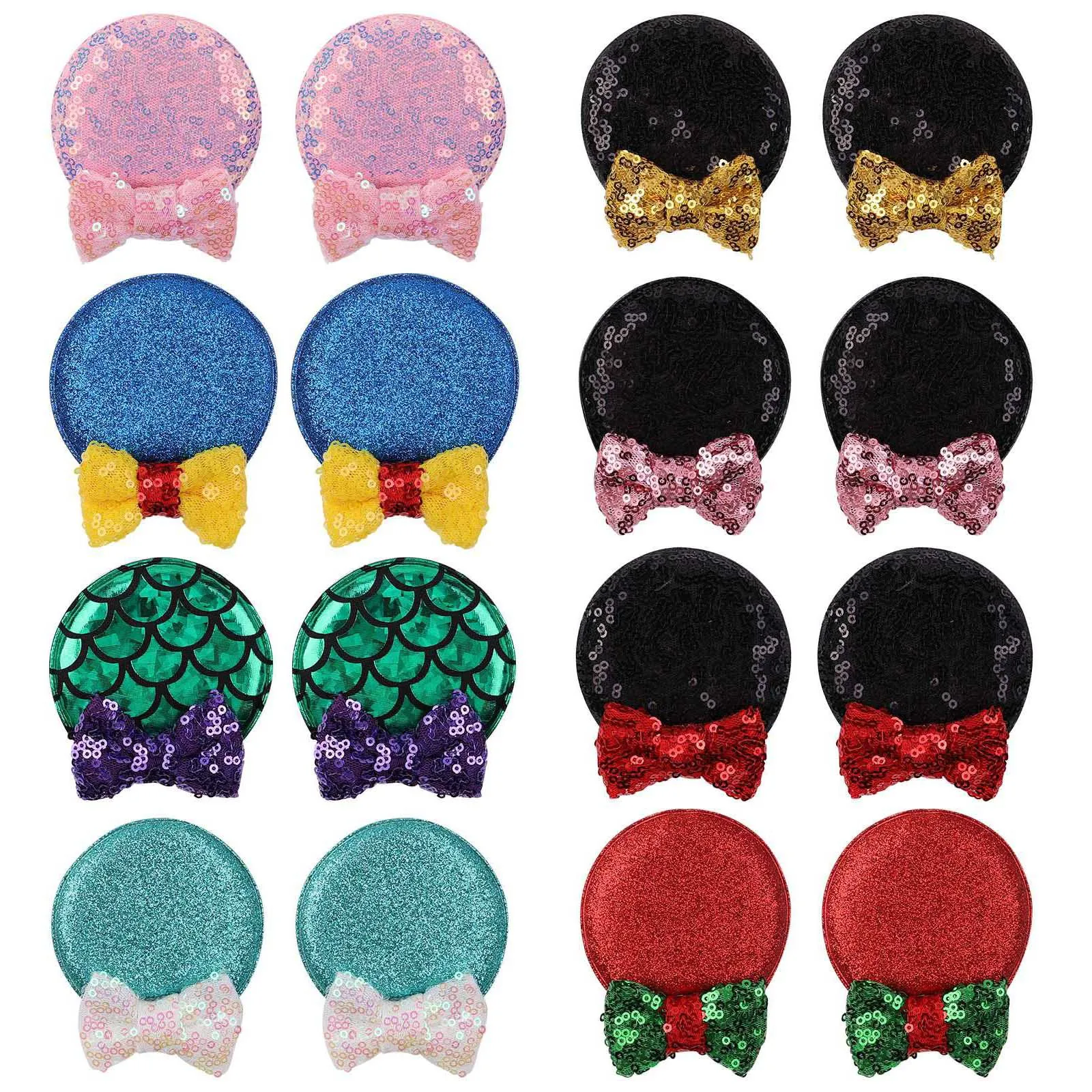 

1 Pair Girl's Sequin Bow Pair Hair Clip Baby Mouse Ears Hairpin Festival Barrette Children Valentine's Day Hair Accessories