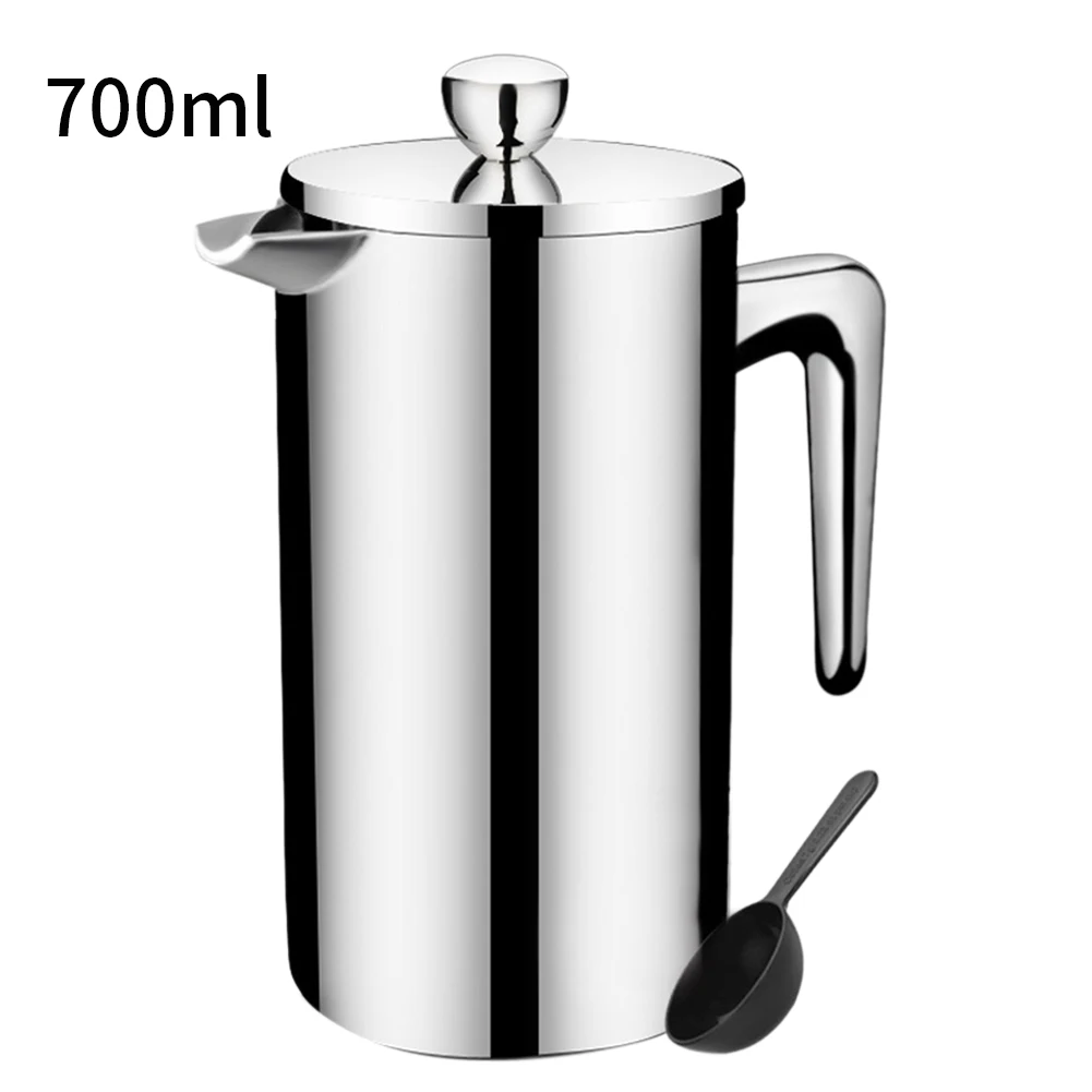 350/700/1000ml Coffee Maker Office Kitchen French Double Layer Handheld Kettle Home Press Cafe Percolator Manual Stainless Steel