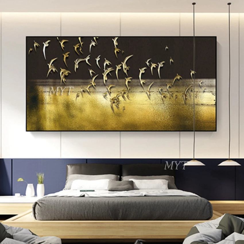 Gloden Tree картина маслом без рамы абстрактная настенная Картина на холсте ручная роспись новейший дизайн живопись декор комнаты