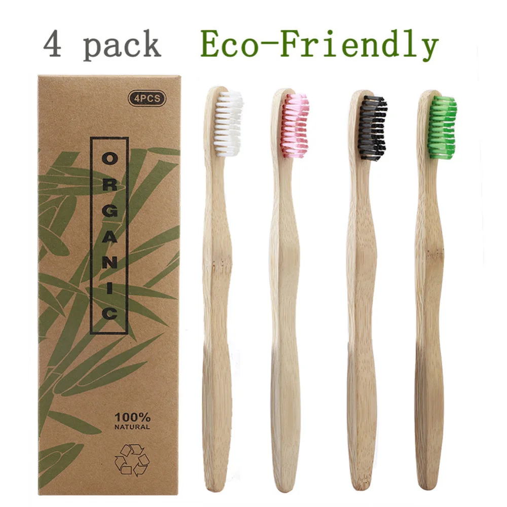 4 шт красочные мягкие щетинки бамбуковые зубные щетки экологичный уход за полостью рта Зуб Щетка для путешествий