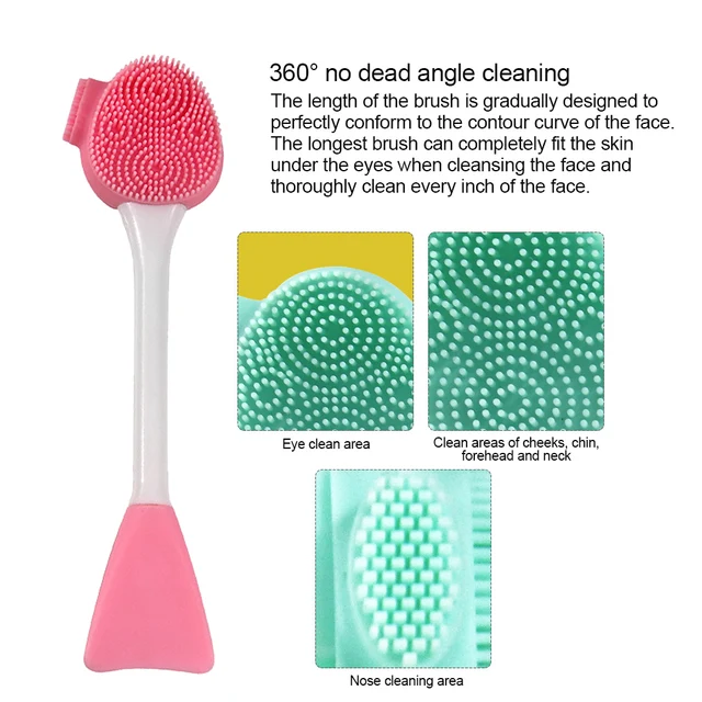 brosse nettoyante visage à Double tête en Silicone, outil de nettoyage du visage