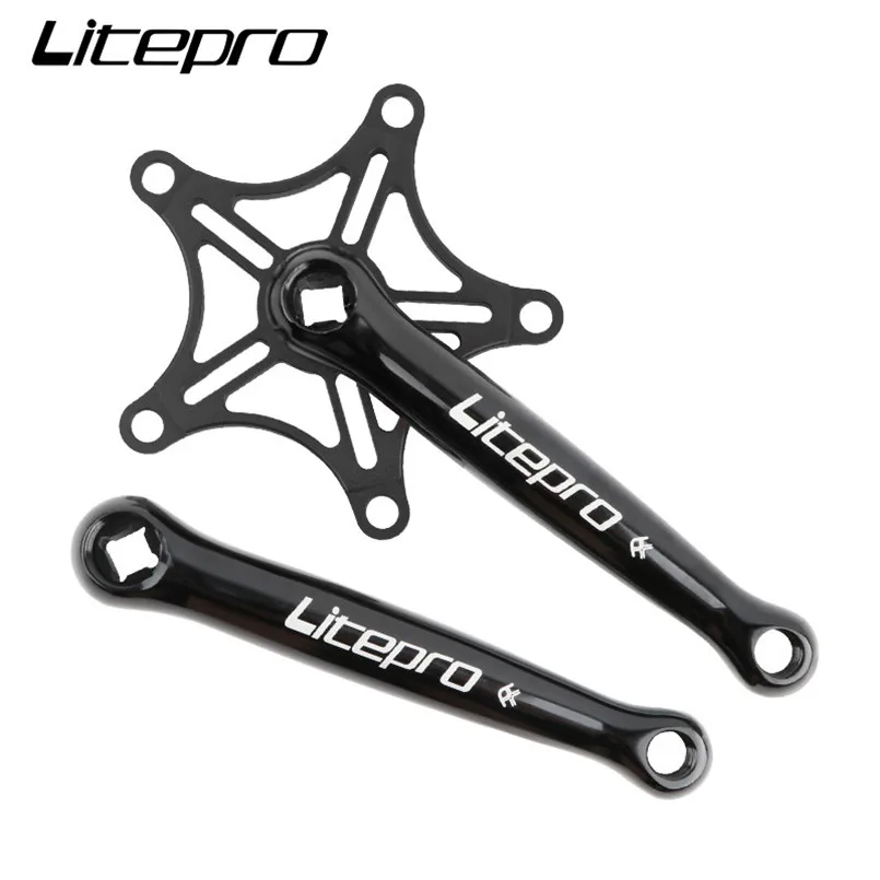 Litepro manivela para roda dentada, conjunto de manivela dobrável ultraleve para bicicleta, 366g com buraco quadrado de liga de alumínio, 130bcd