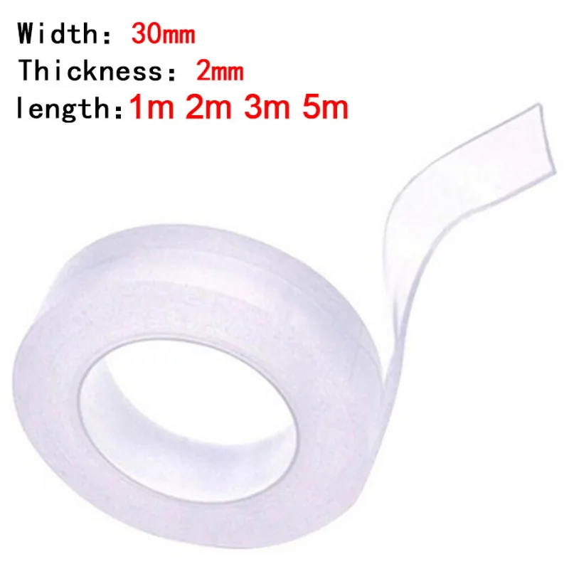 

1M/2M//5M Nano Magic Transparent Double-sided Tape Non-marking Reusable Waterproof Cleaning Tape Household
