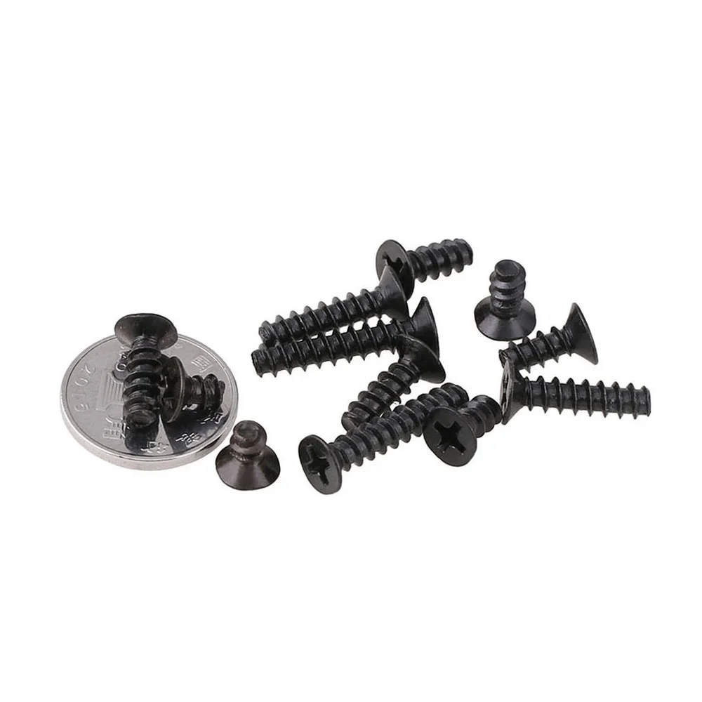 100pcs/lot Cross Recessed Countersunk Head Self-tapping Screw M1 M1.2 M2 M2.3 M2.6 M3 M4 M5 Black Carbon Steel Mini Screw