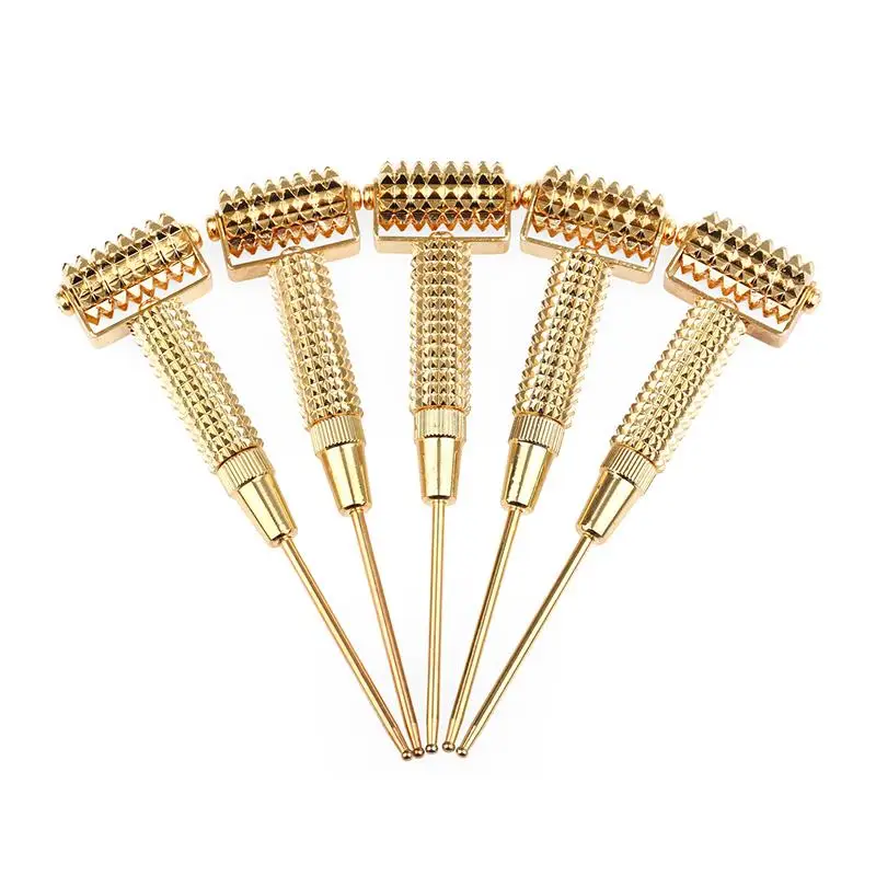 115mm multi-functional gold probe acupuncture points detector pen with facial acupoints needle rolling body back massage roller | Красота и