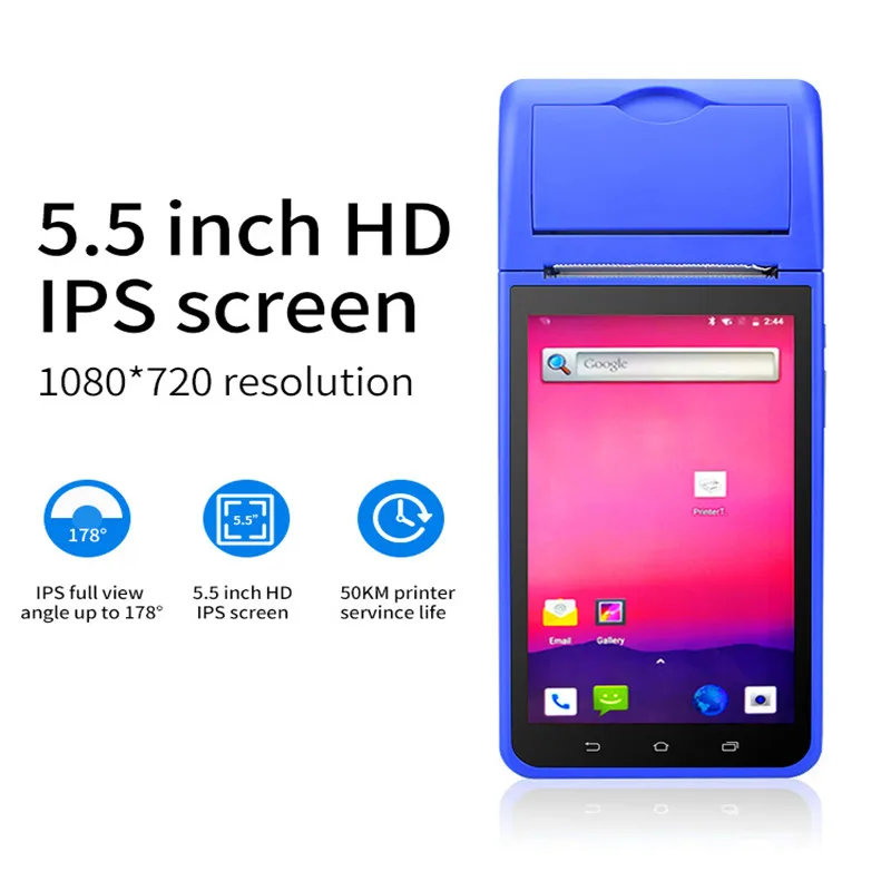 New Design Android Handheld Pos PDA Built-in 58mm Printer With 5.5 Inch Touch Screen