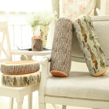 

Wood Log Pillow Tissue Box Tree Stump Wood Texture Throw Pillow Cushion In The Car Decorate Soft Plush Chair Seat Cushion