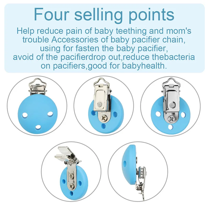 Round Silicone Clips Baby Pacifier Clips Holder 5pc/set pacifier clips