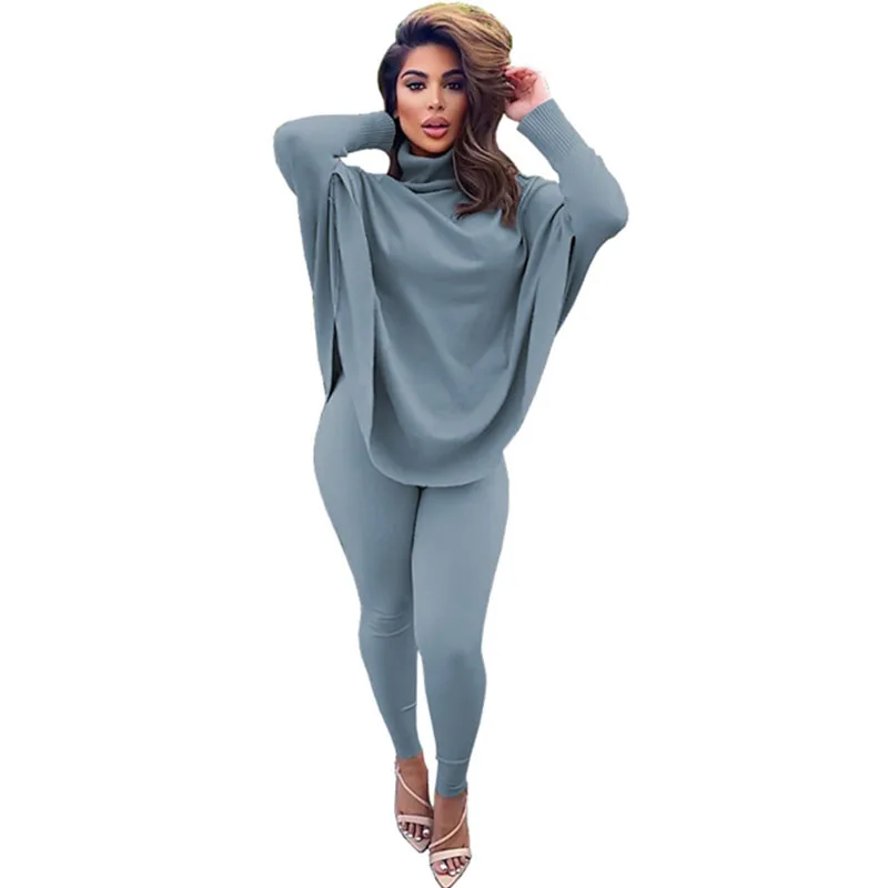 track suit set Winter Fashion Two Piece Outfits for Women 2 Piece Set Oversize Turtleneck Top and Bodycon Pants Set Lounge Wear Matching Sets ladies coat pant suit Suits & Blazers