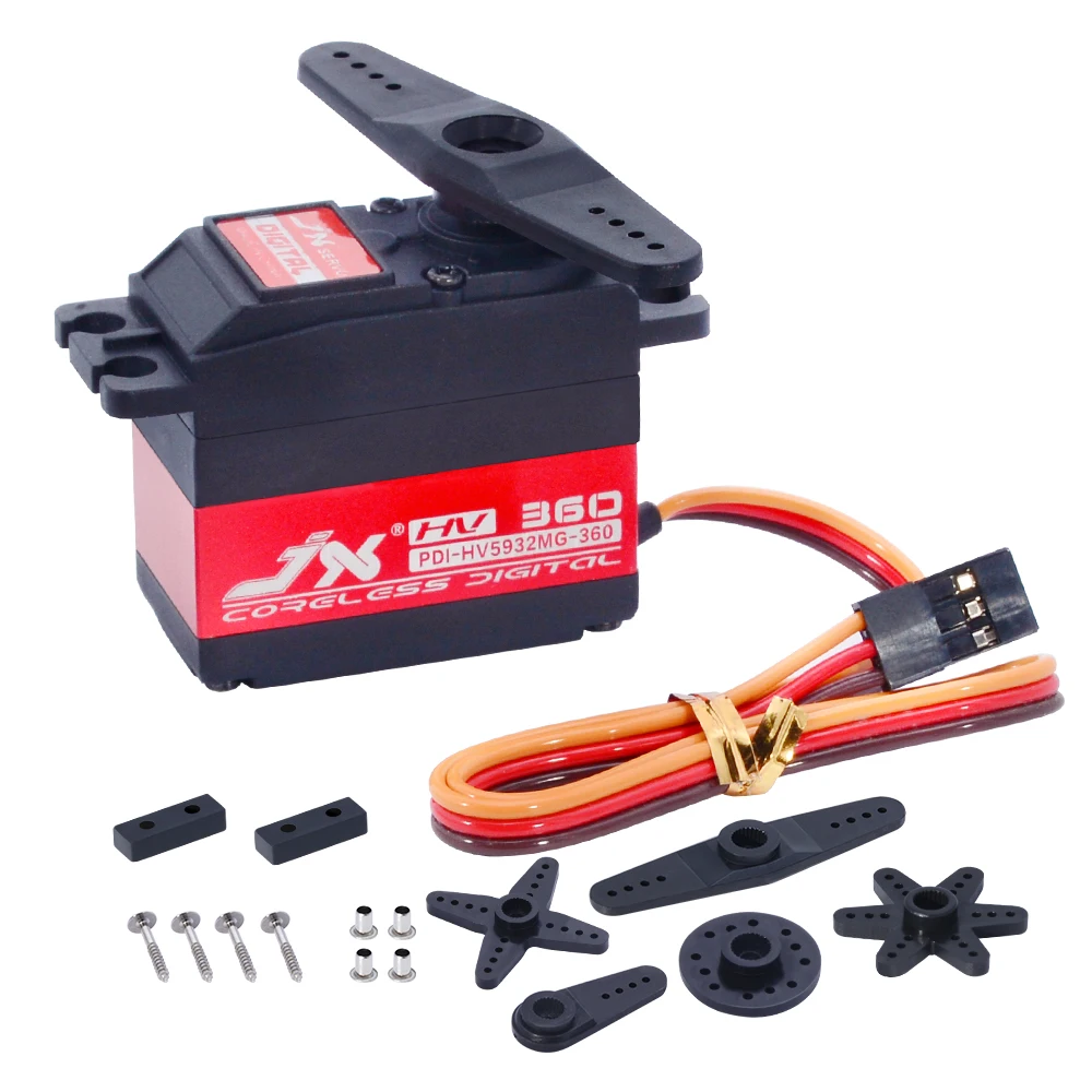 

JX PDI-HV5932MG 360 градусов Угол управления 32 кг Высокая Точность Металлическая Шестерня цифровой полый сервопривод для радиоуправляемого автомобиля гусеничной лодки
