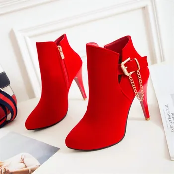 

Big Size 1 boots women shoes ankle boots for women ladies boots Tapered with metal trim