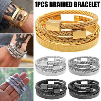 

Retro Personality Wild Roman Alphabet Woven Bracelet La Fayette Luxury Set For Men FS99