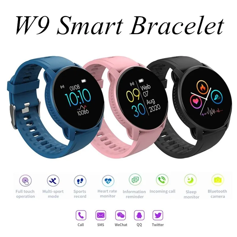 New W9 Smart Watch Men Full Touch Screen Sport Fitness Tracker Heart Rate Monitor IP67 Waterproof For Android ios Smartwatch