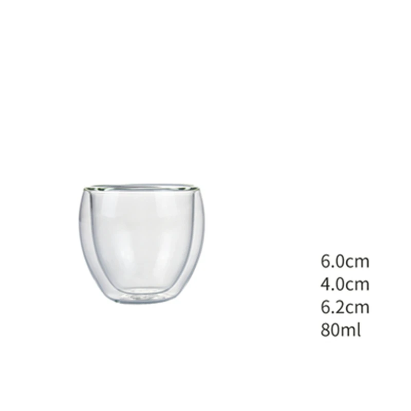 Двухслойные Кофе кружка с ручкой теплоизоляция Питьевая чашка для кофе, молока Чай чашка прозрачная питьевая посуда в станет желанным подарком для друзей - Цвет: 80ML